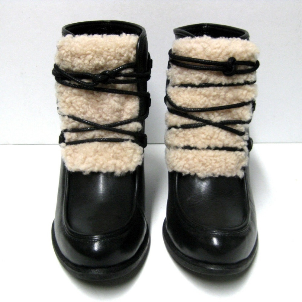 New UGG Women Shearling Fur Black Boot - Picture 2 of 4